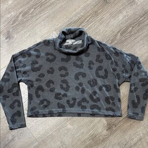 Gaze Gray Leopard Cowl Neck Sweater